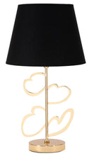 Lampada da Tavolo Glam Harts Ø30x54,5 cm in Ferro e Tessuto Nero e Oro
