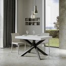 Tavolo Allungabile 120-380x90x77 cm Volantis Premium Bianco Frassino Telaio Antracite 