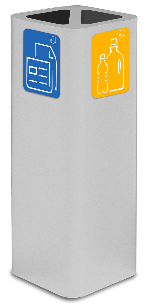 Pattumiera Per Raccolta Rifiuti 30x30xh80 cm In Acciaio Verniciato Cover a 2 Scomparti Bianco prezzo