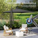 Ombrellone a Sbalzo Regolabile 247x247x256 cm con Base a Croce e Manovella in Acciaio e Poliestere Grigio Scuro      