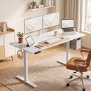 Scrivania Regolabile in Altezza Elettrica 140x60x72-118 cm con Funzione Memoria in Legno e Acciaio Bianco      