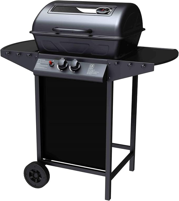 prezzo Barbecue a Gas 2 Fuochi John Fuoco Principale da 5,5 kW Accensione Piezoelettrica in Acciaio Smaltato Nero