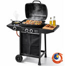 Barbecue a Gas 2+1 Fuochi 112x44x96,5 cm con Ruote e Griglia in Acciaio      