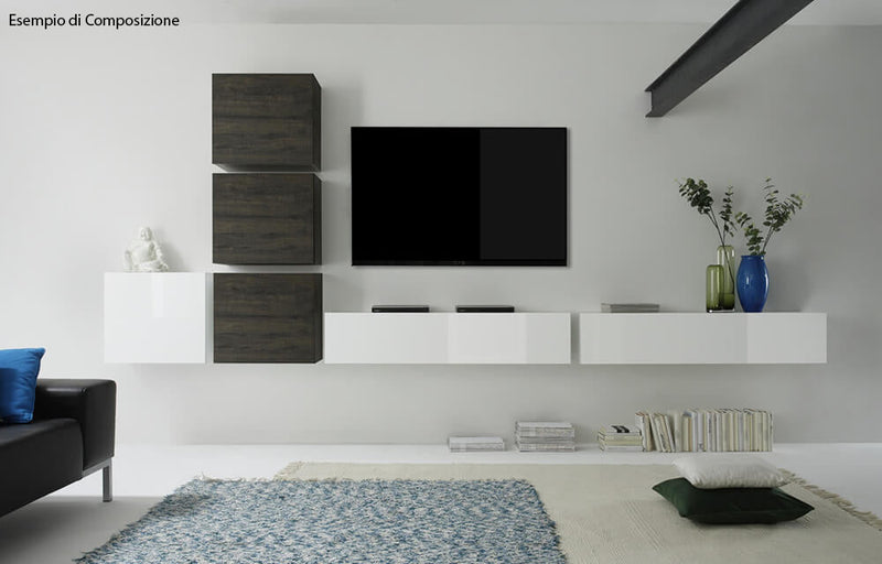 Mobile Sospeso Quadrato da Salotto 51x57x31cm TFT  Cube Bianco Lucido