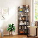 Libreria ad Angolo 60x60x198 cm a 7 Ripiani StileIndustriale Telaio in Metallo Effetto Legno Nero      