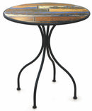 Tavolino da Girardino Tondo Ø70x75 cm in Ferro con Mosaico Soriani Capri