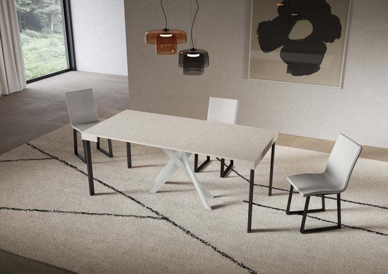 Consolle Allungabile 90-300x40x77 cm Saki Cashmere Gambe Bianche 