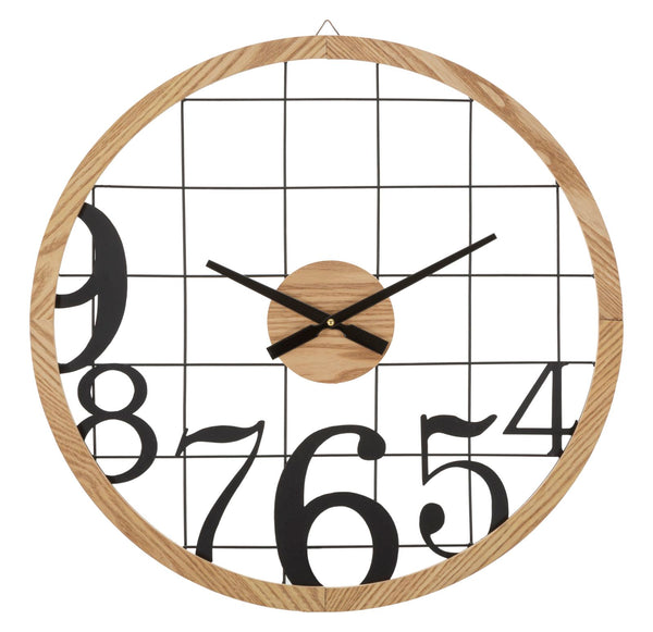 online Orologio da Muro Numbers 60x2,5x60 cm in Ferro e MDF Nero e Marrone