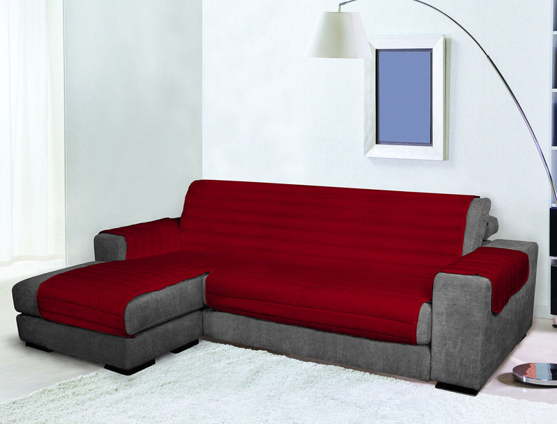 Copridivano Trapuntato con Penisola Sinistra Seduta 190 cm in Microfibra Bordeaux