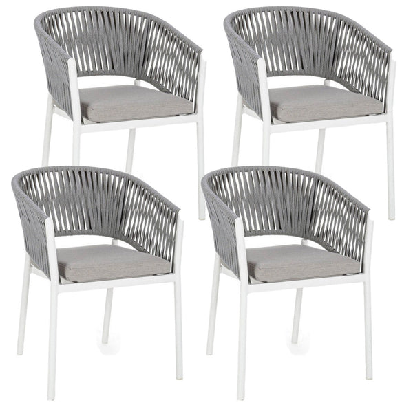Set 4 Sedie 57x60x80h cm con Braccioli e Cuscini Florencia Bianco online