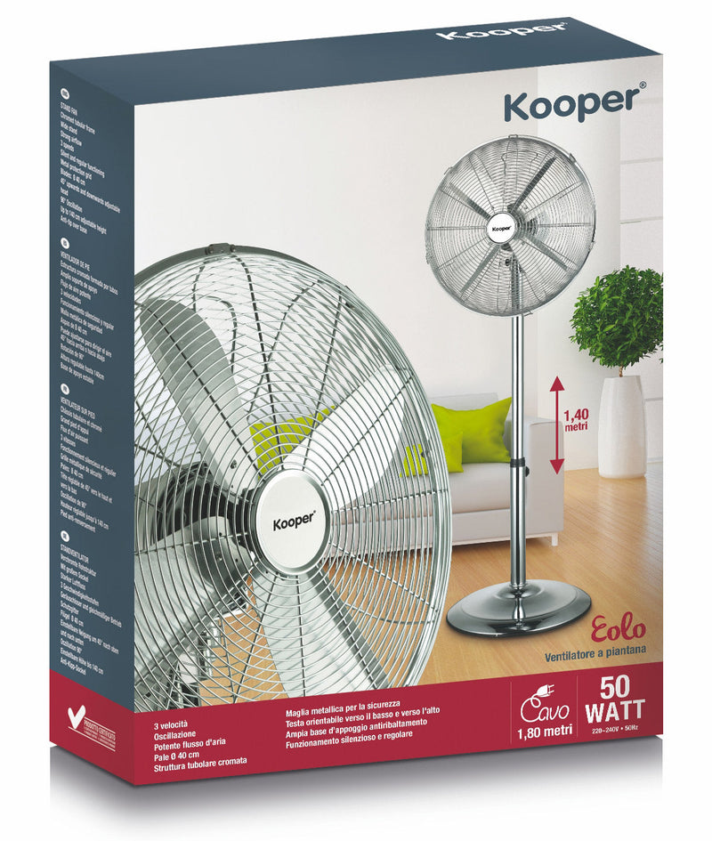 Ventilatore a Piantana 40cm Oscillante 3 Velocità  50W Kooper Eolo