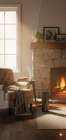 Trespolo per Attrezzi Camino Cilindrico Sagoma Quadrati con Paletta Scopino Attizzino e Pinza Ø15,2x62 cm in Ferro Verniciato Grigio Martellato