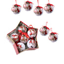 Set 12 Palline Decorative per Albero di Natale con bambini H7,5 cm Bianco/Rosso