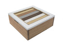 Cofanetto Coppia Lignes 19x19x7 - 16x16x5,5 cm in MDF Bianco Marrone e Grigio