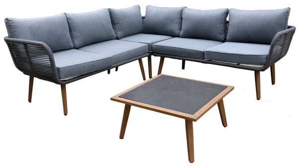 acquista Aluminium Garten Lounge Set Ecksofa und Vorghini Corner Oslo Couchtisch