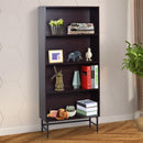 Libreria 4 Ripiani con Struttura in Acciaio Caffè Scuro 80x29.5x180 cm 