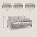 Divano 3 Posti 180x94x90 cm in Tessuto Azzurro