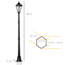 Lampione Solare da Giardino 22x22x196 cm con Luce LED e Sensore di Movimento in Alluminio e Vetro Nero  