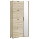 Scarpiera 4 Cassetti Ribaltabili e 2 Armadietti con Specchio 16 Paia di Scarpe 82x30x168 cm Rovere  