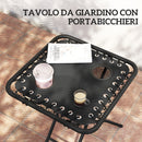 Set 2 Sedie Sdraio a Gravità Zero Pieghevoli con Schienale Regolabile e Tavolino in Texteline Nero      