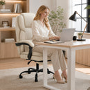 Sedia da Ufficio Reclinabile 65x67x111-119 cm con Poggiapiedi e Rotelle in Finta Pelle Beige      