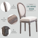 Set 2 Sedie in Legno Rivestimento in Lino  Bianco