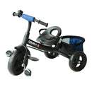 Passeggino Triciclo per Bambini con Maniglione e Tettuccio Nero e Blu 
