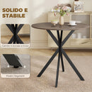 Tavolo da Pranzo Rotondo Stile Industriale Ø80x75 cm con Gambe a Croce in Acciaio Marrone      