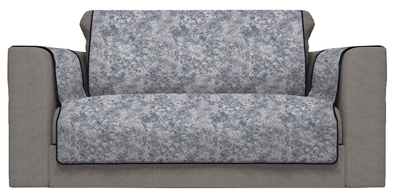 Copridivano con Copri Braccioli in Poliestere e Cotone Blu Scuro Varie Misure