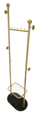 Appendiabiti da Terra Olaf 48x30x178 cm in Metallo e Marmo Artificiale Oro e Nero      