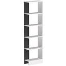 Libreria Moderna Salvaspazio 45x21x170 cm a 5 Ripiani in Legno Bianco e Nero      