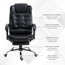 Sedia Poltrona da Ufficio Presidenziale 64.5x69x109-117 cm in Similpelle Nero