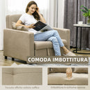Poltrona Letto Singolo 100x98x88 cm 2 Cuscini e Vano Contenitore in Velluto Marrone Chiaro  