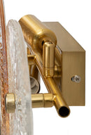Lampada da Muro Osaka 42x8x20 cm in Ferro e Vetro Oro e Marrone e Trasparente      