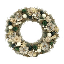 Coroncina con pigne e fiori bianco verde cm Ø45xh8,5