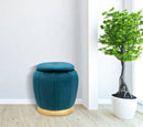 Pouf Contenitore Paris Oro Ø 43x43 cm in Legno e Poliestere Ottanio