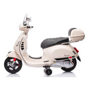 Moto Elettrica per Bambini Piaggio Vespa GTS SUPER 12V Full Optional con Bauletto Bianco 