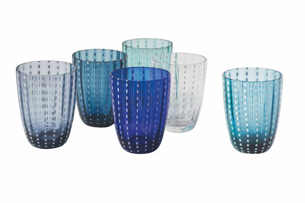 acquista Set mit 6 Wassergläsern aus Glas mit Tupfen und gewellter Oberfläche 300 ml Villa d'Este Home Tivoli Kalahari