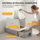 Lettiera per Gatti Chiusa 3 in 1 68 L 60x40x45 cm con Coperchio Vassoio Estraibile e Paletta in Acciaio Inox e ABS Grigio      