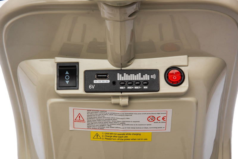 Piaggio Vespa con Sidecar Small Elettrica 6V per Bambini Crema