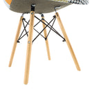 Sedia Imbottita in Tessuto Patchwork con Gambe in Legno
