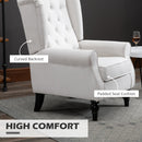 Poltrona da Salotto Imbottita 74x86x102cm in Tessuto con Schienale Trapuntato Bianco Crema
