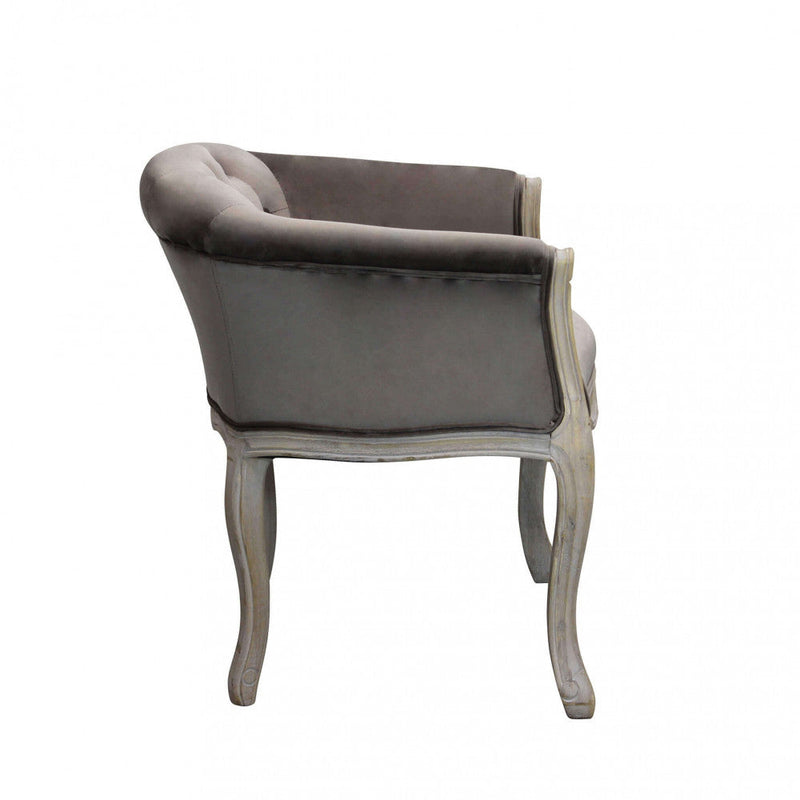 Poltrona Coreen in Velluto Taupe 61x61x71 h cm in Legno Tortora