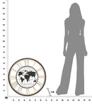 Orologio da Muro World Dark Ø70x5 cm in Ferro e MDF