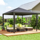 Gazebo da Giardino Estensibile 295-560x295x275 cm Copertura in Poliestere UPF30+ con Ruote Grigio  