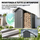 Portalegna da Esterno 150x66x162 cm con Armadietto Porta Attrezzi in Acciaio Zincato Grigio Scuro      