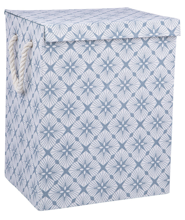 acquista Faltbarer Wäschekorb mit Griffen 50 x 30 x 40 cm aus hellblauem und weißem Polyester