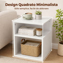 Tavolino Moderno da Salotto 35x35x41,5 cm con 3 Ripiani Aperti Rivestimento in Melamina Bianco      