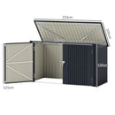 Copribidoni per 3 Cassonetti da 240L 233x105x118,5-133 cm con 2 Porte e Coperchio Grigio Scuro  