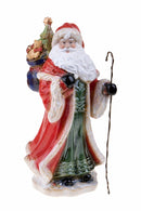 Statuina Babbo Natale con Sacco 48,5 cm in Porcellana Rosso
